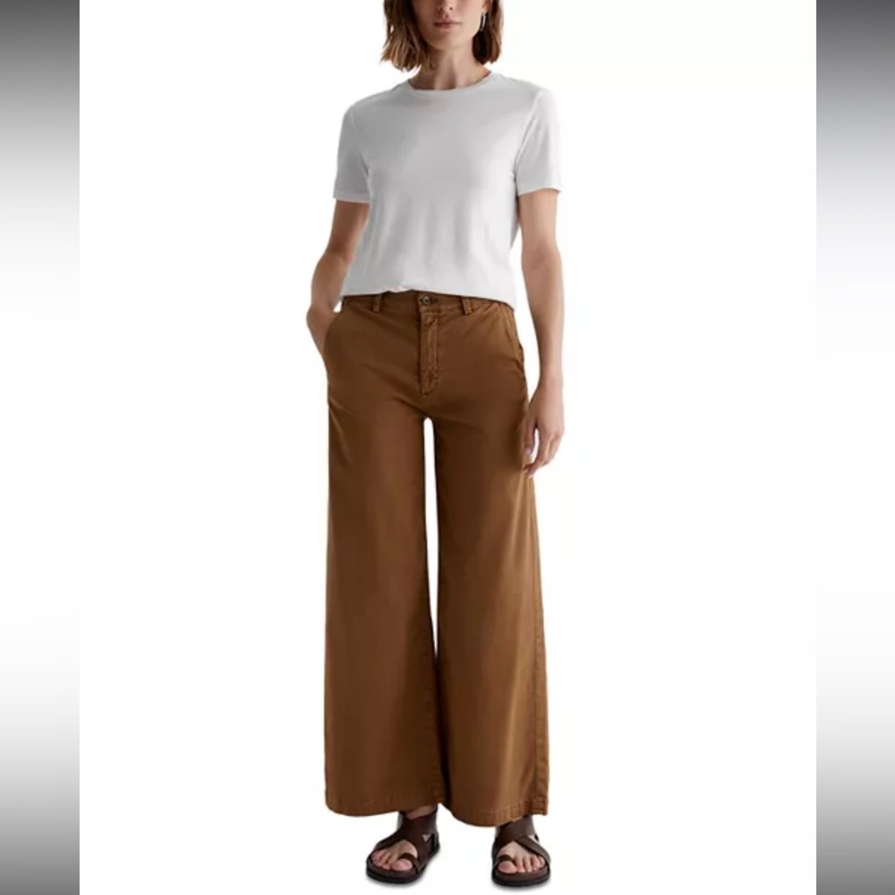 AG Adriano Goldschmied Caden Wide Leg Tailored Trousers Brown Size 27 NWT - Picture 2 of 10